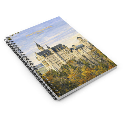 Notebook with a castle illustration on the cover