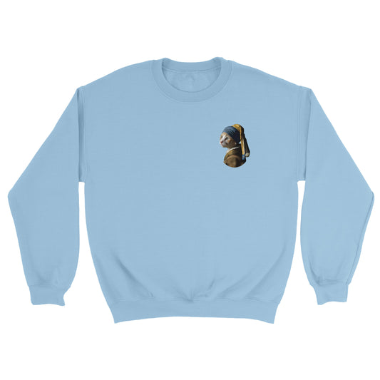 Unisex Cat with Pearl Earring Sweatshirt | Different colors and sizes - The Hue Map