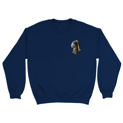 Unisex Cat with Pearl Earring Sweatshirt | Different colors and sizes - The Hue Map