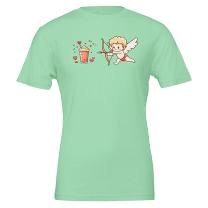 Cupid Chasing a Frappuccino Unisex T-Shirt | Different sizes and colors