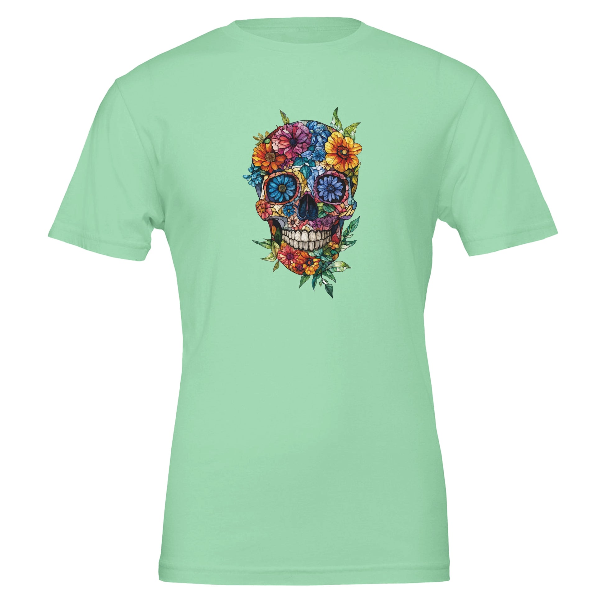 Colorful skull with flowers tshirt.