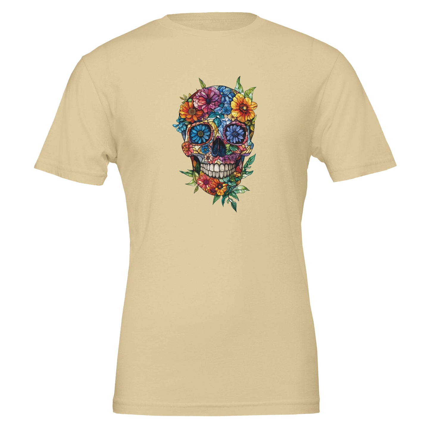 Colorful skull with flowers tshirt.