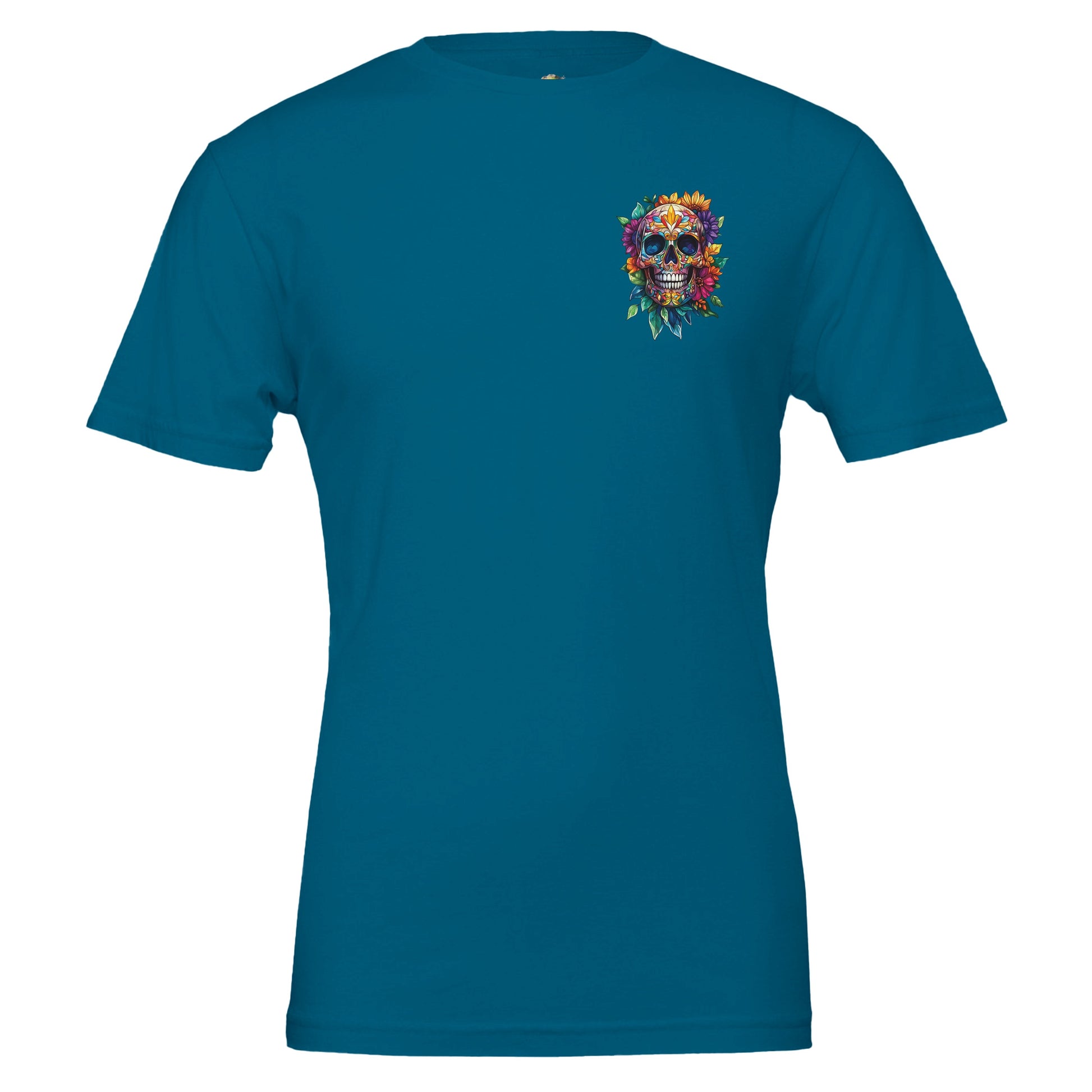 Colorful skull with flowers tshirt.