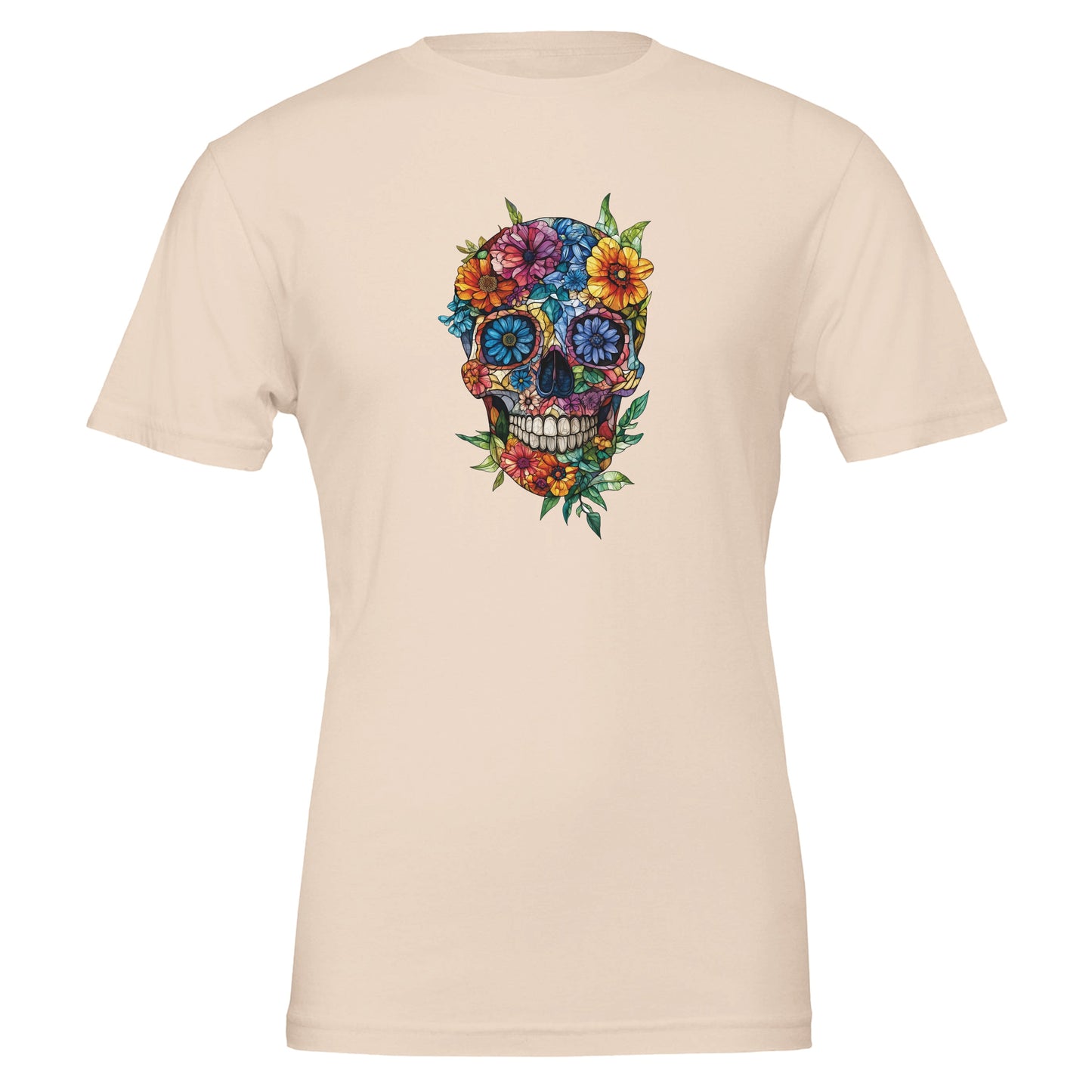 Colorful skull with flowers tshirt.