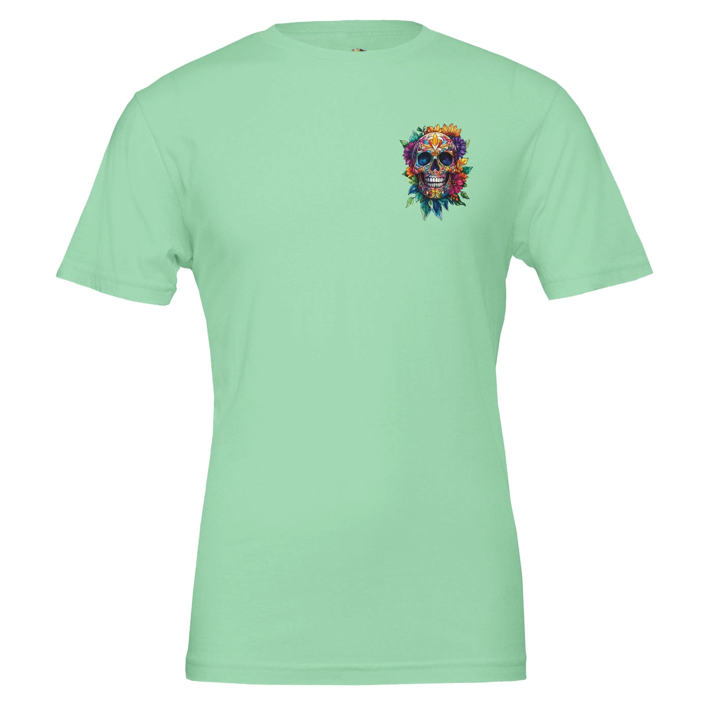 Colorful skull with flowers tshirt.