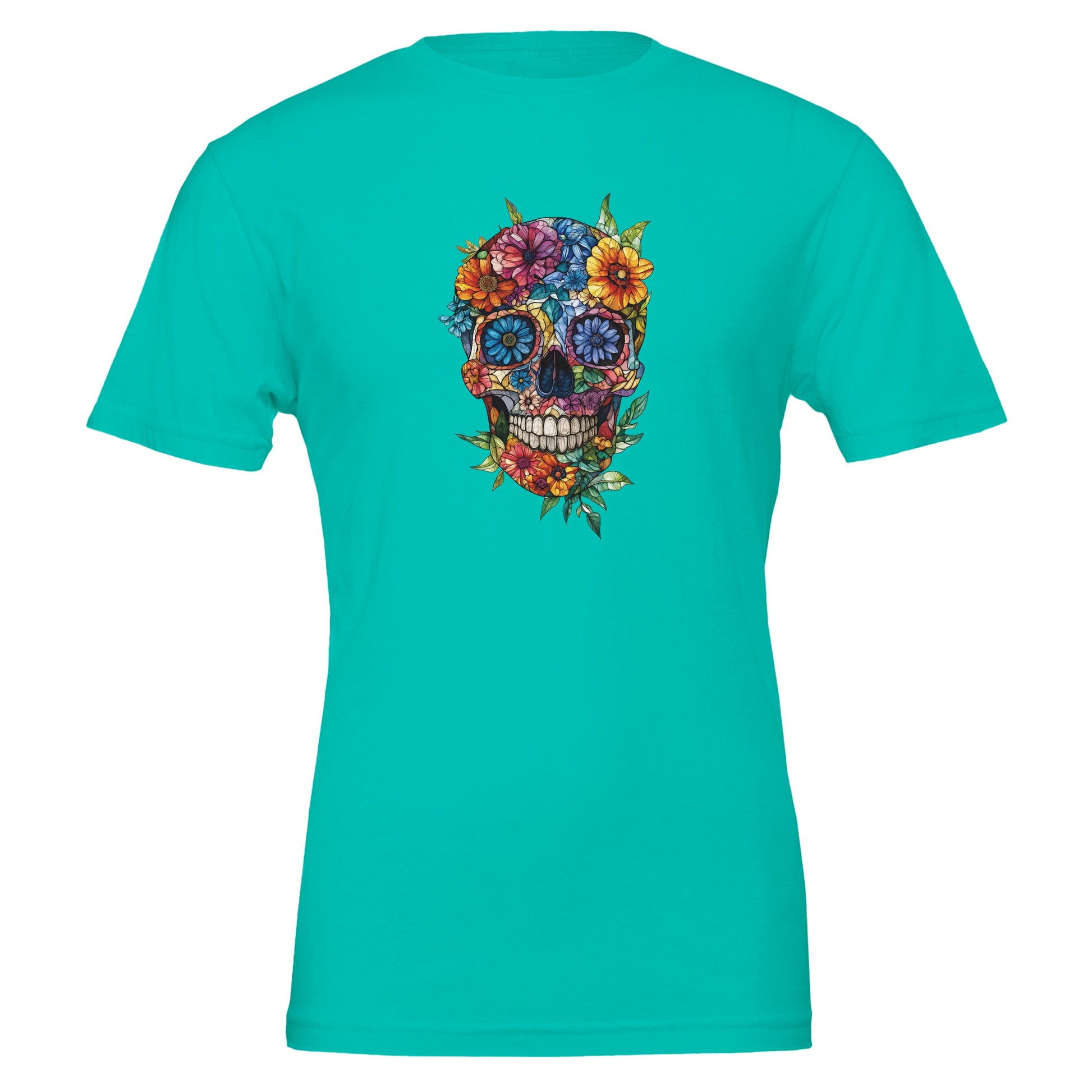 Colorful skull with flowers tshirt.