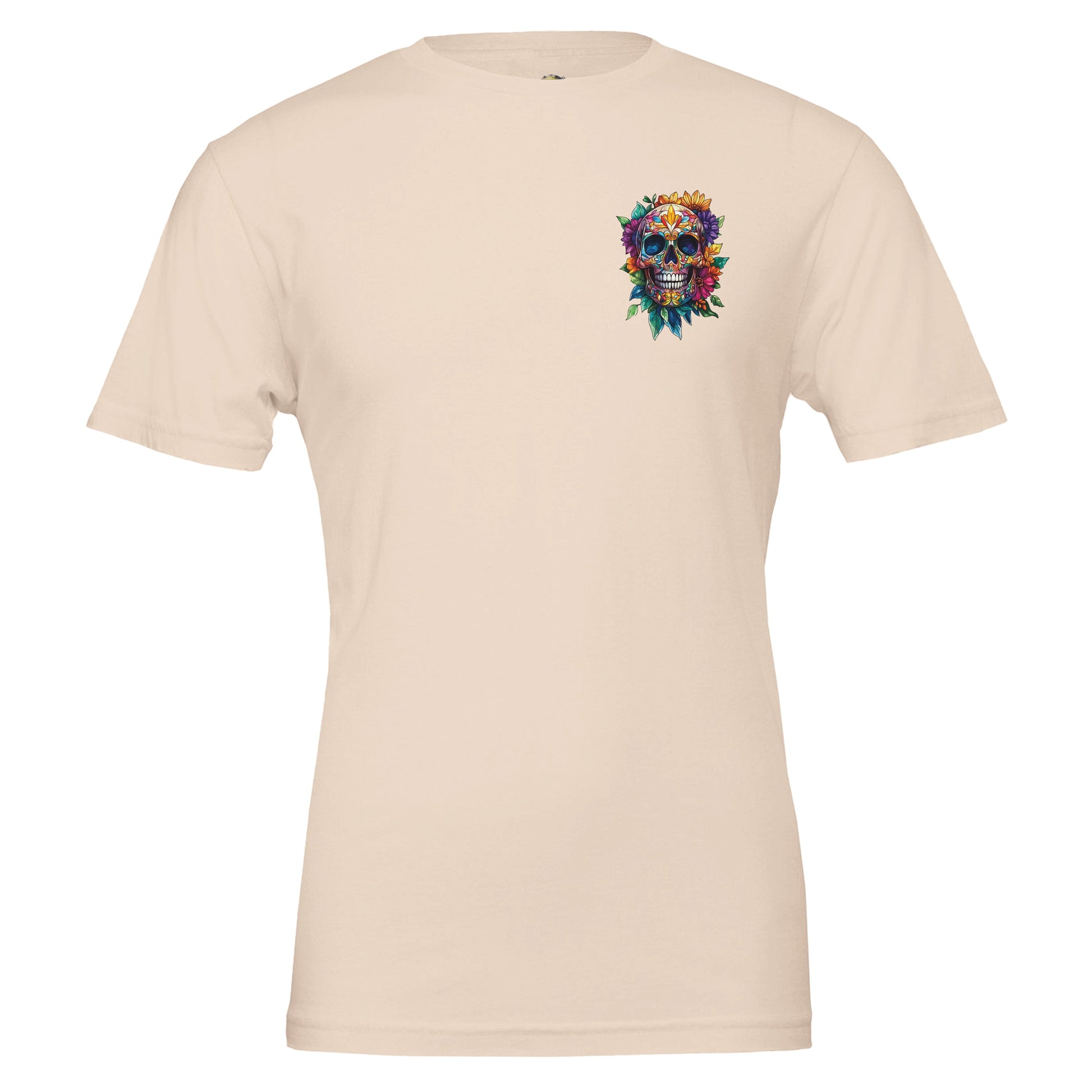 Colorful skull with flowers tshirt.