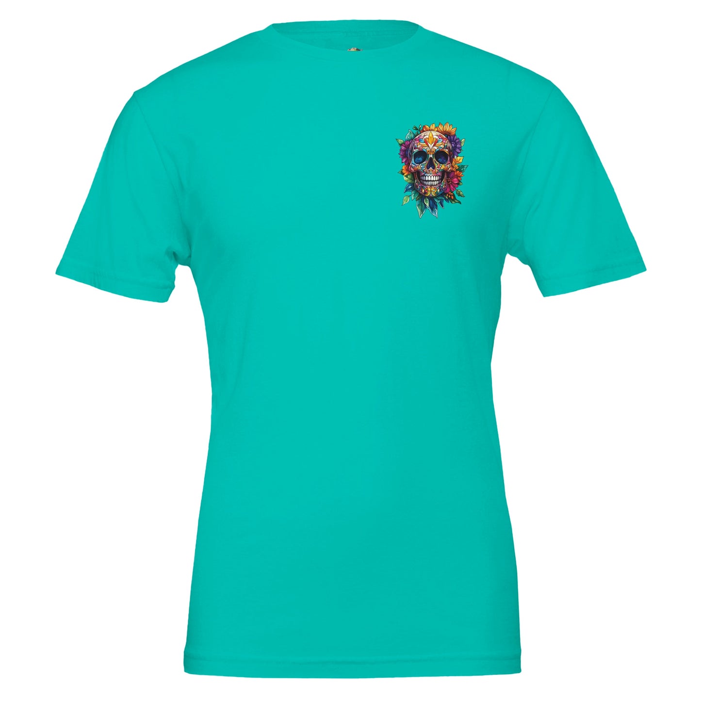 Colorful skull with flowers tshirt.