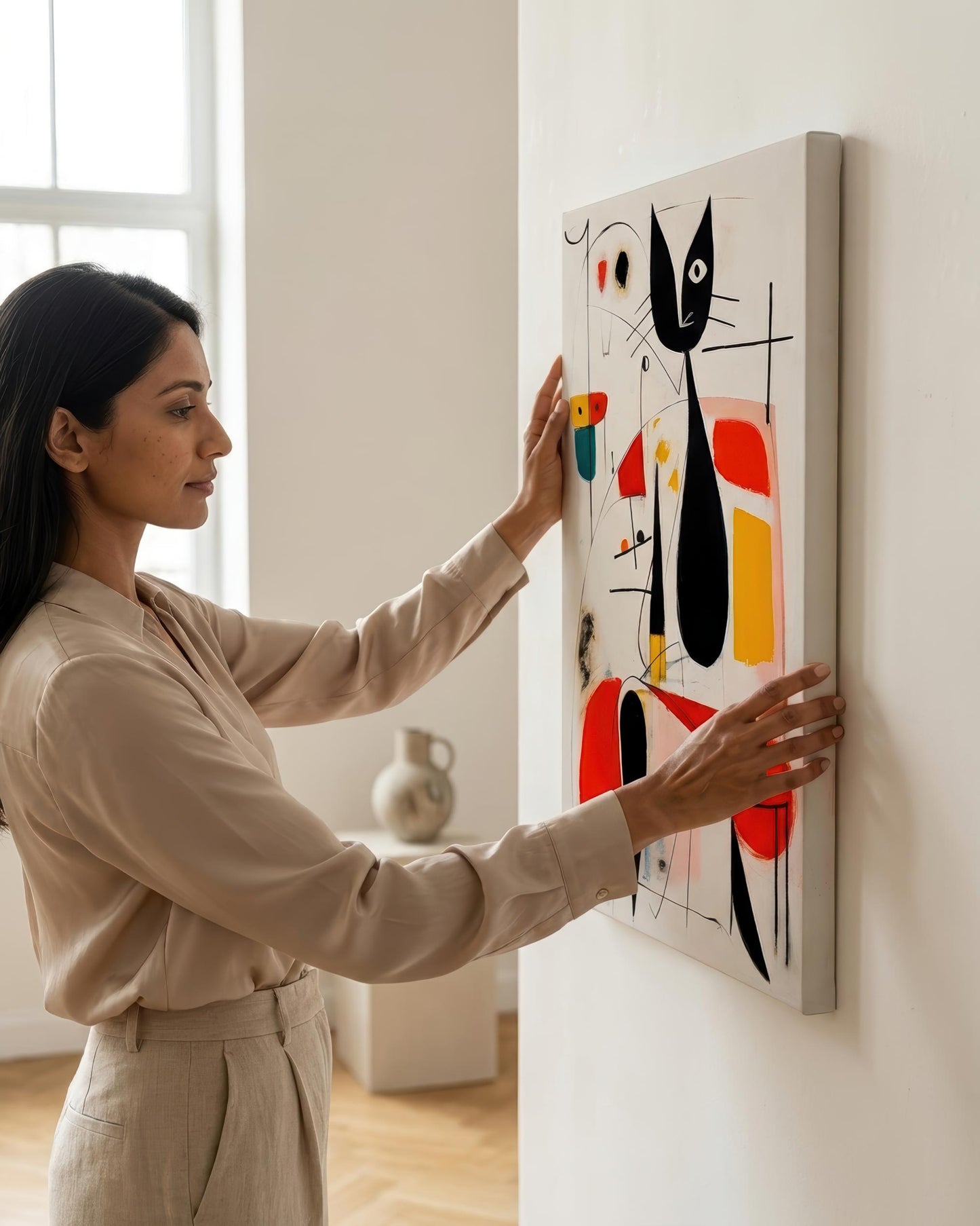 Miró Woman with Cat Wall Art | Abstract Fine Art Print