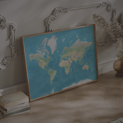 Physical World Map wall art