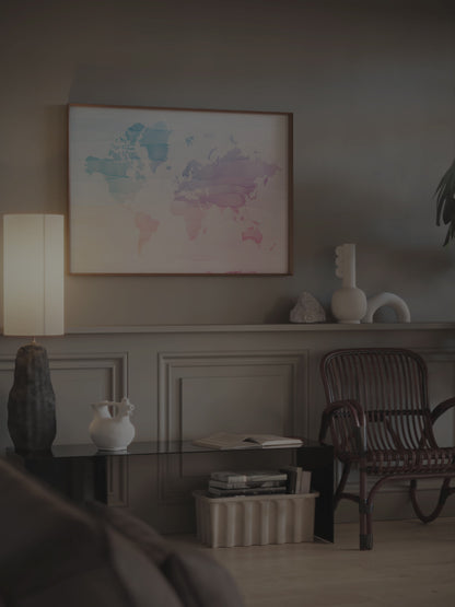 World Map in soft watercolors in different sizes and canvas