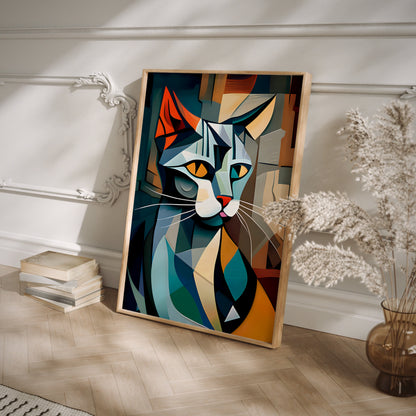 Picasso abstract cat print.