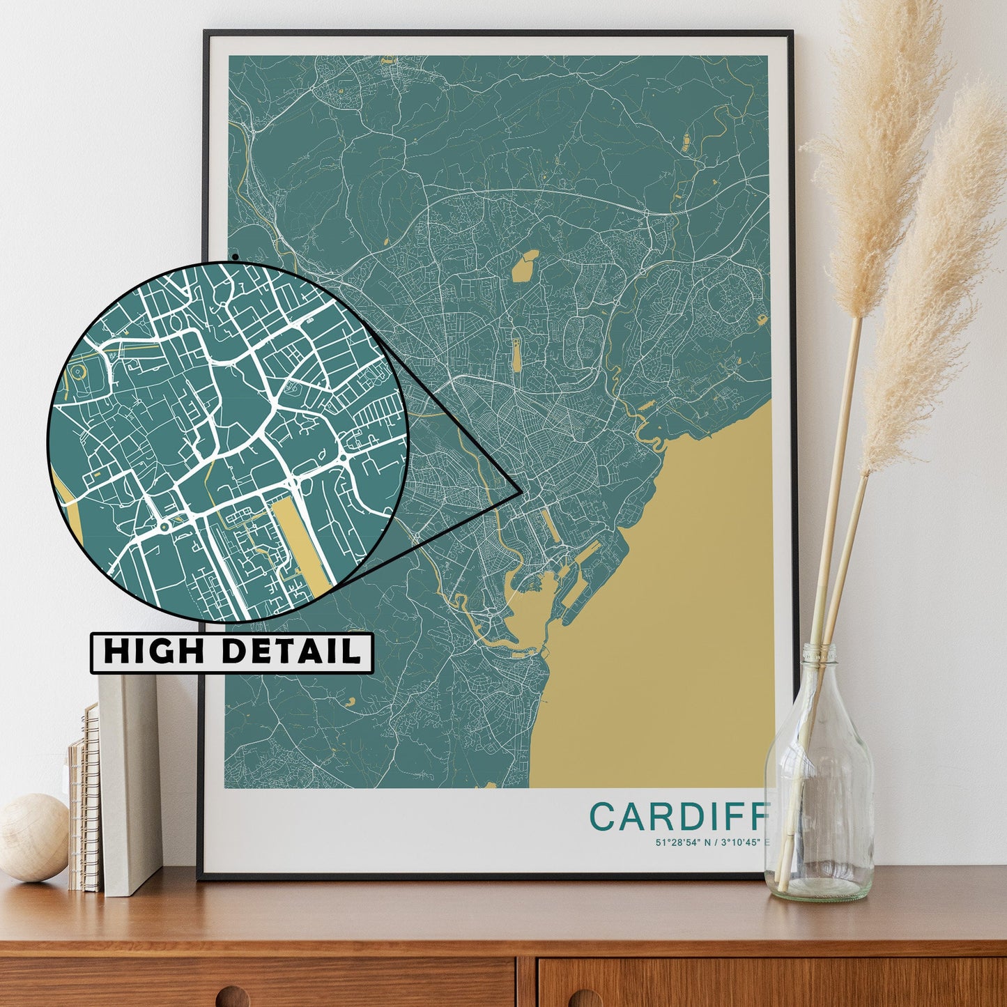 Cardiff map print | Different colors and sizes | Caerdydd map poster | Wales wall art