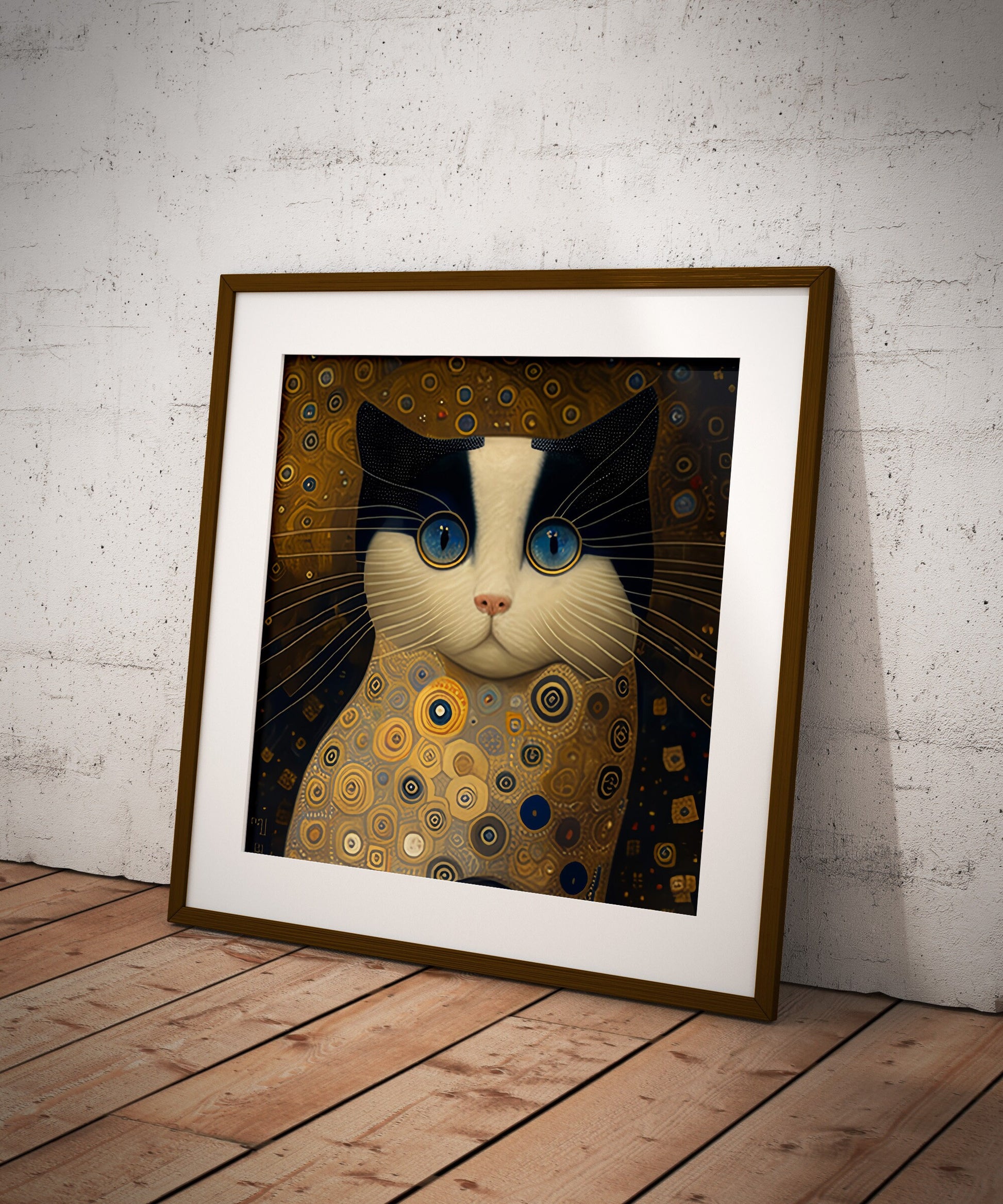 Gustav Klimt inspired cat print