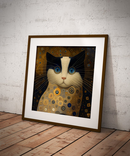 Gustav Klimt inspired cat print