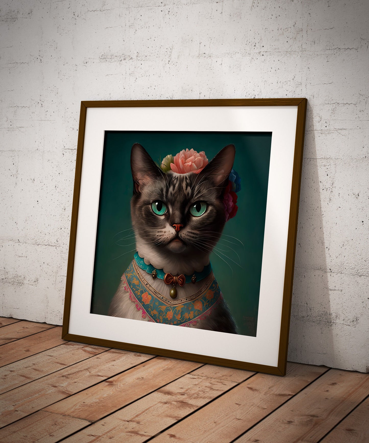 Cat portrait as Frida Kahlo.