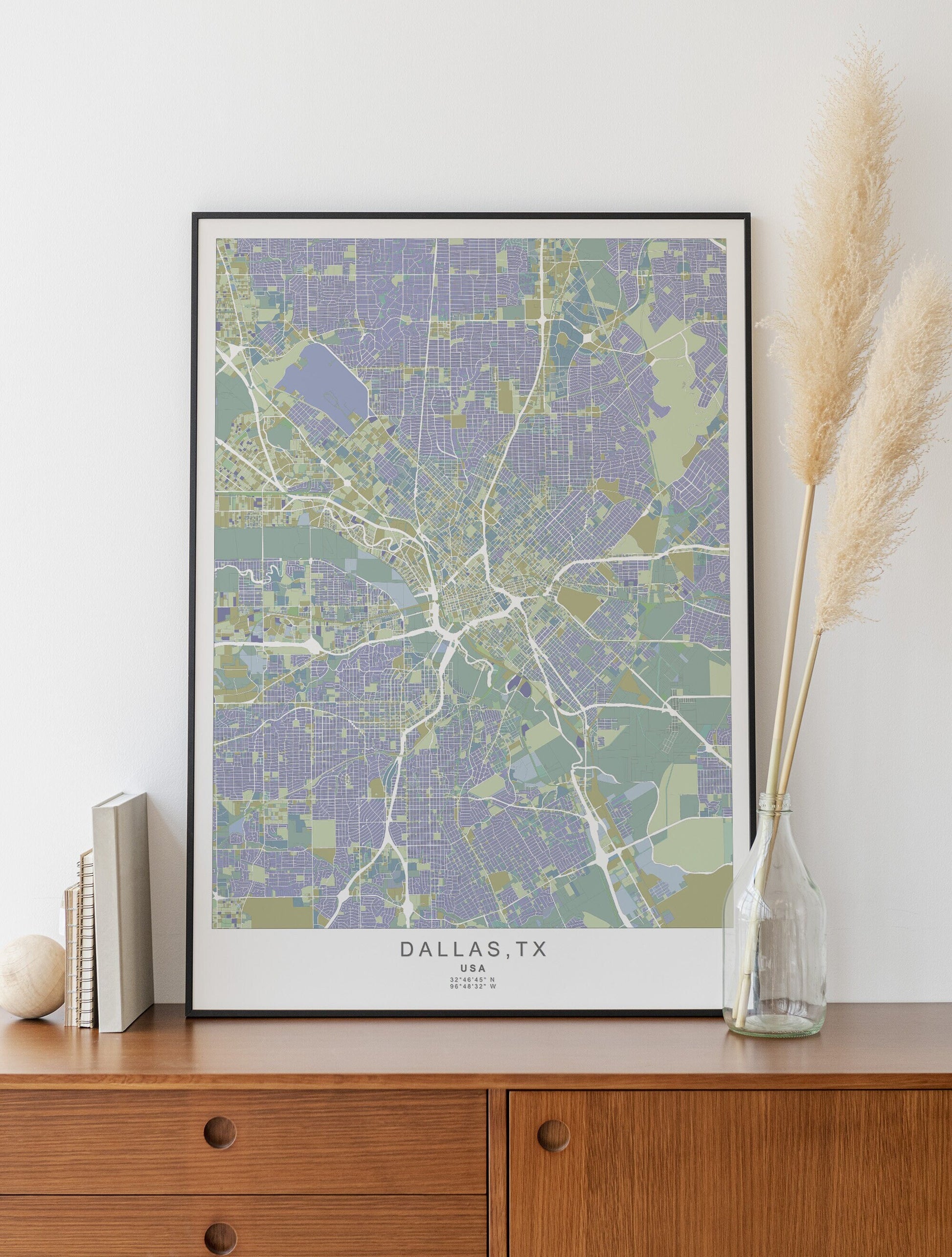 Dallas print | Texas wall art | USA travel poster | Dallas street map poster