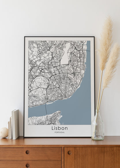 Lisbon Map Print | Portugal wall art | Lisbon travel poster