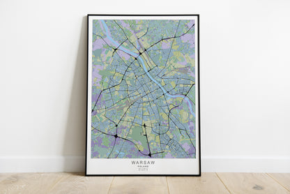 Warsaw city map print | Different colors and sizes | Poland travel poster | Warszawa print