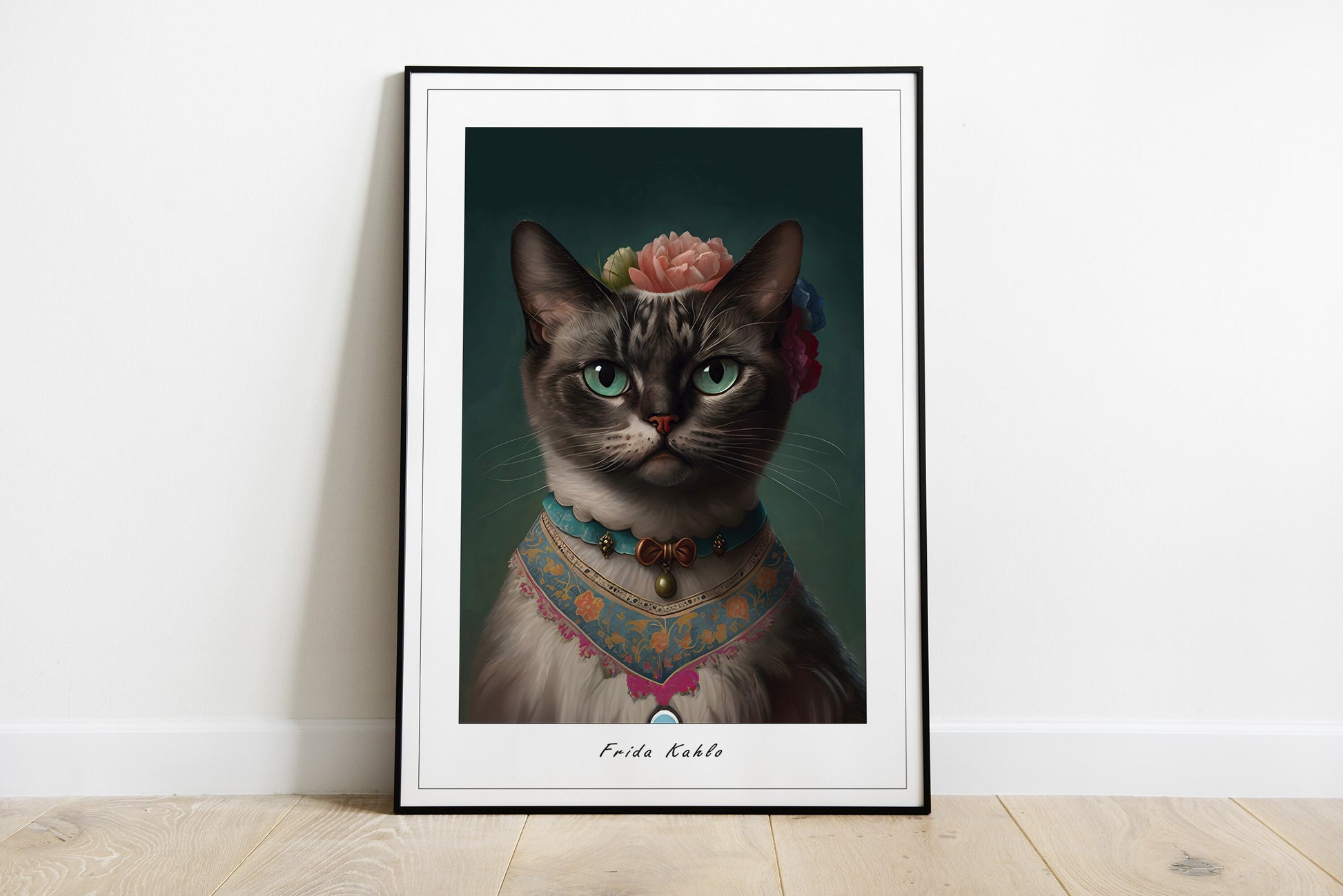 Cat portrait as Frida Kahlo.