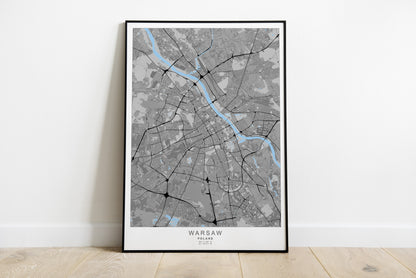 Warsaw city map print | Different colors and sizes | Poland travel poster | Warszawa print