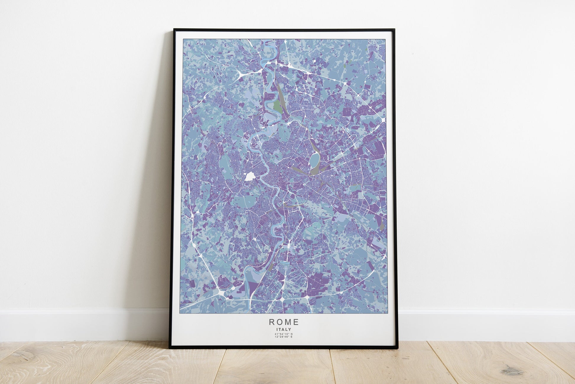 Rome city print in blue and purple colours