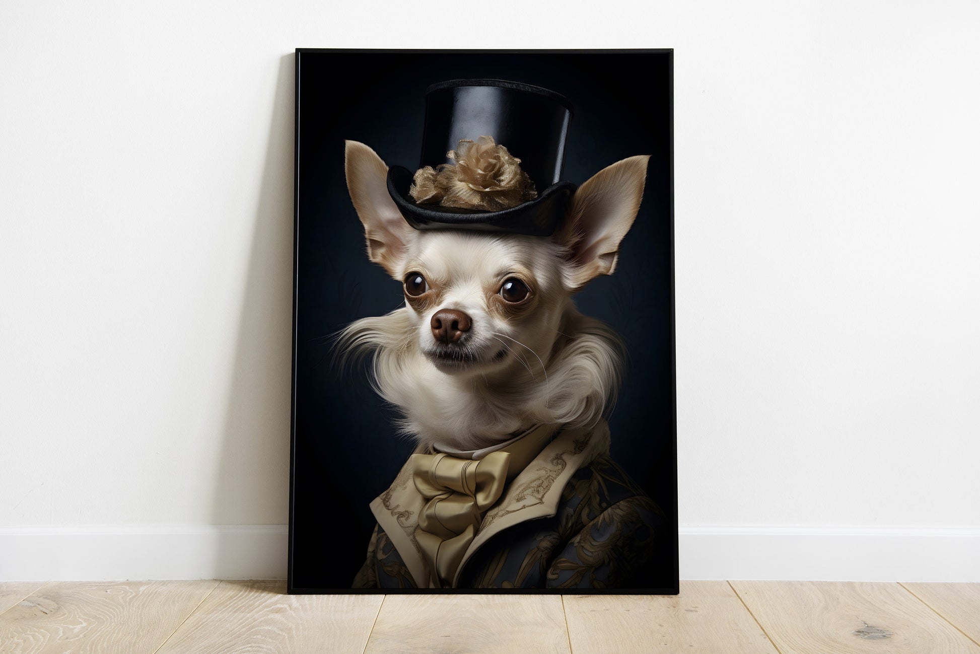 Portrait of a chihuahua in a victorian attire