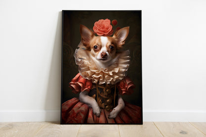 Portrait of a chihuahua in a victorian attire