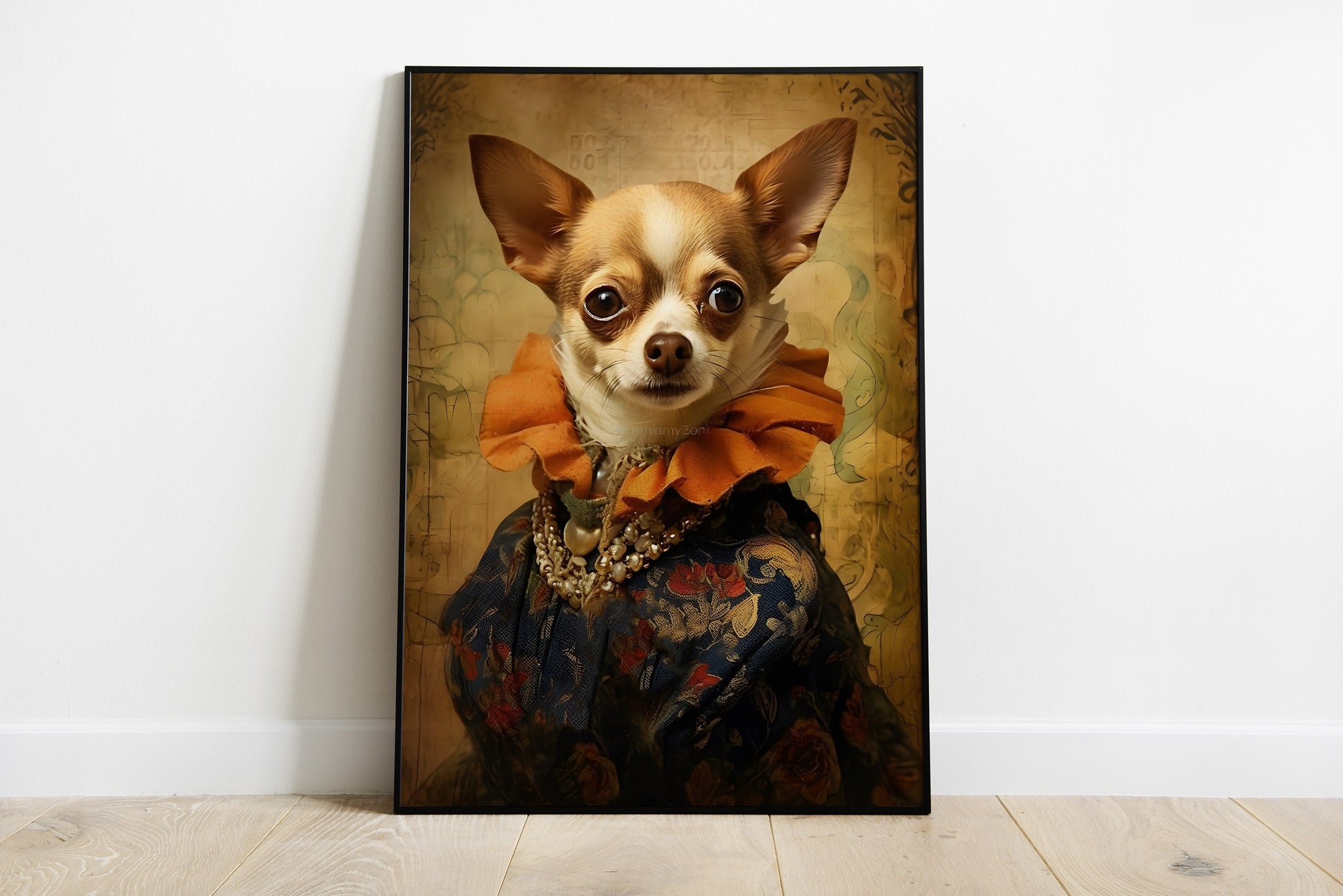 Portrait of a chihuahua in a victorian attire