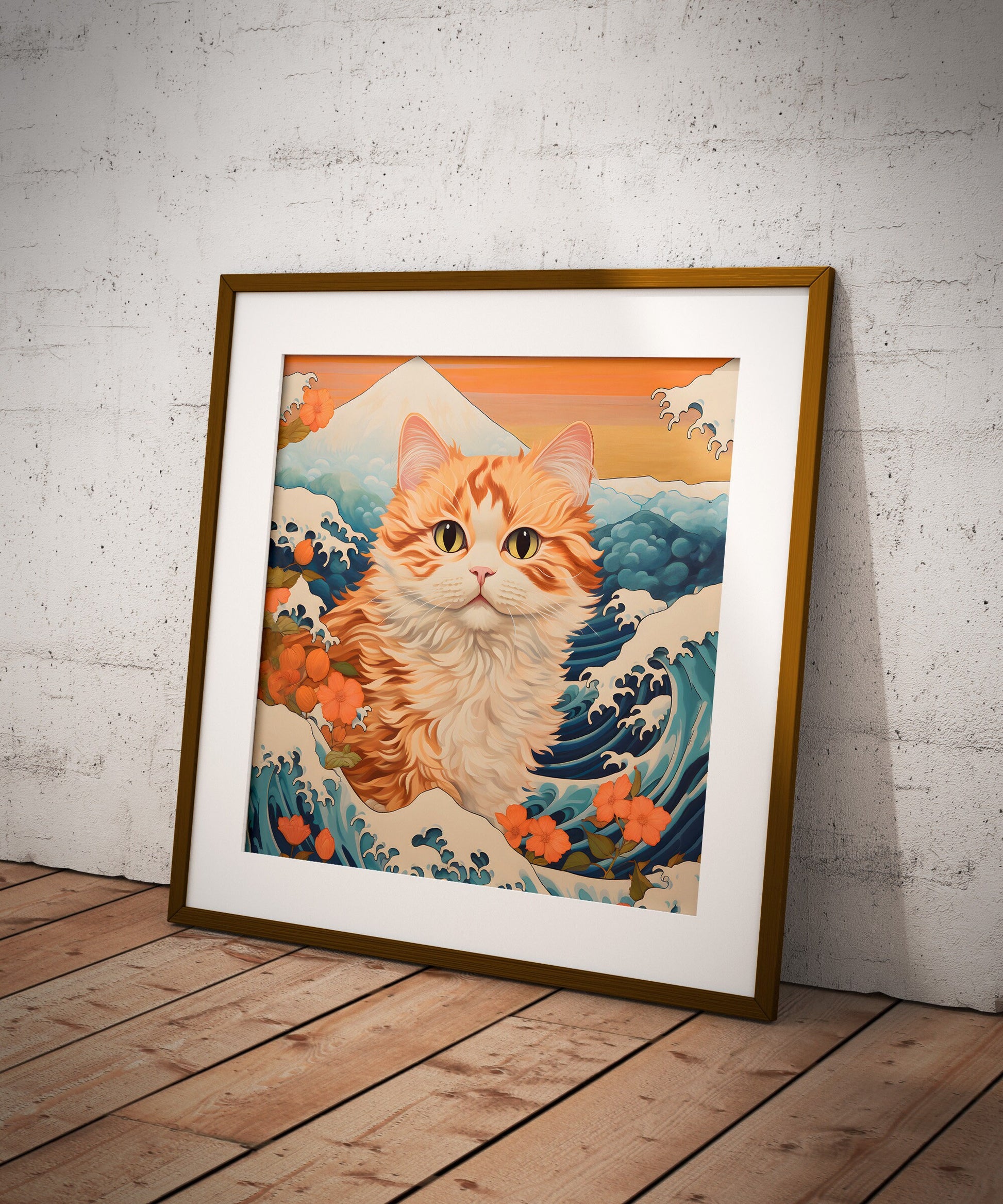 Hokusai Cat print | Japanese wall art | Hokusai canvas wall art Cat portrait