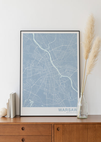 Warsaw city print | Poland wall art | Warsaw street map poster