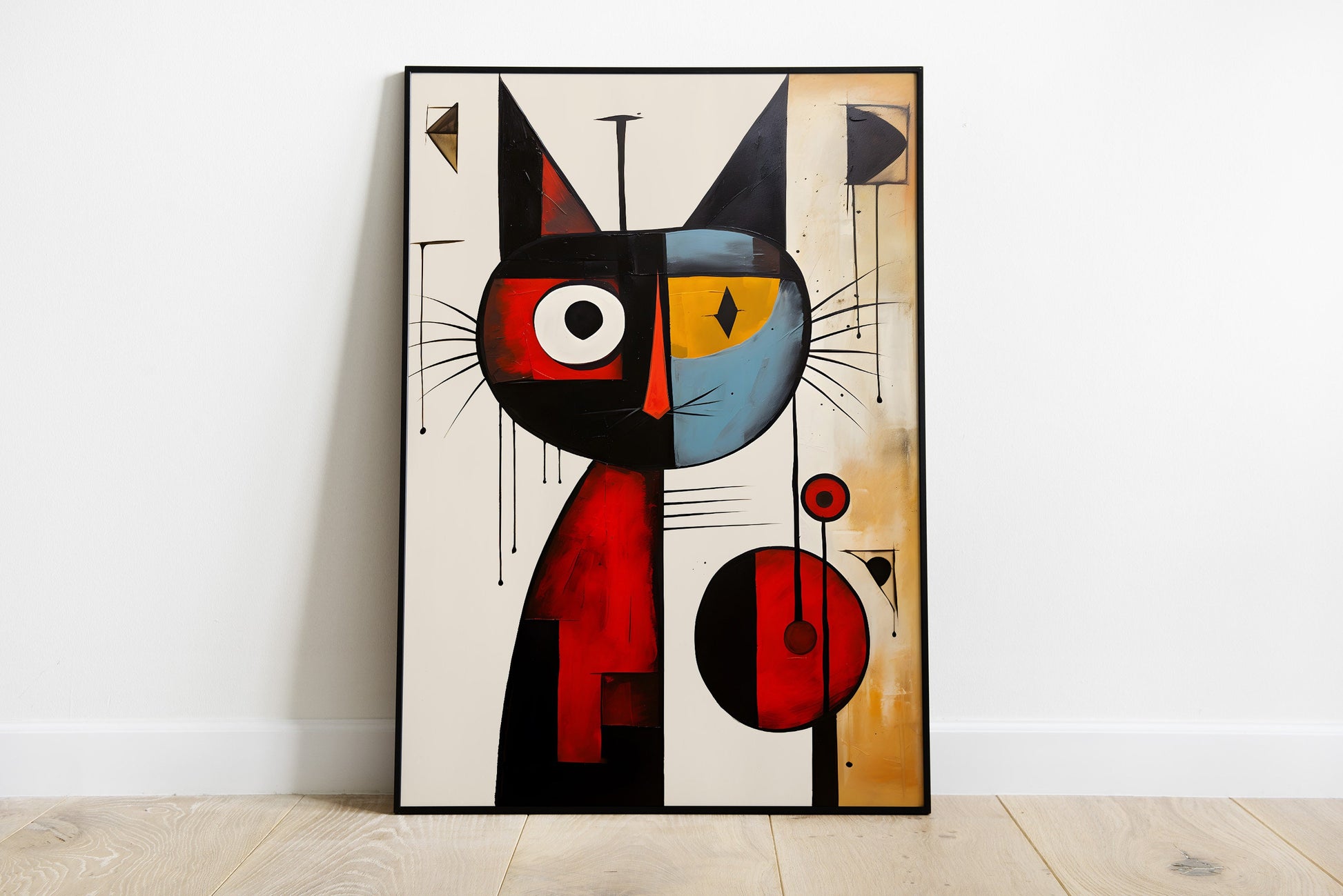 Joan Miro inspired portrait of a cat.