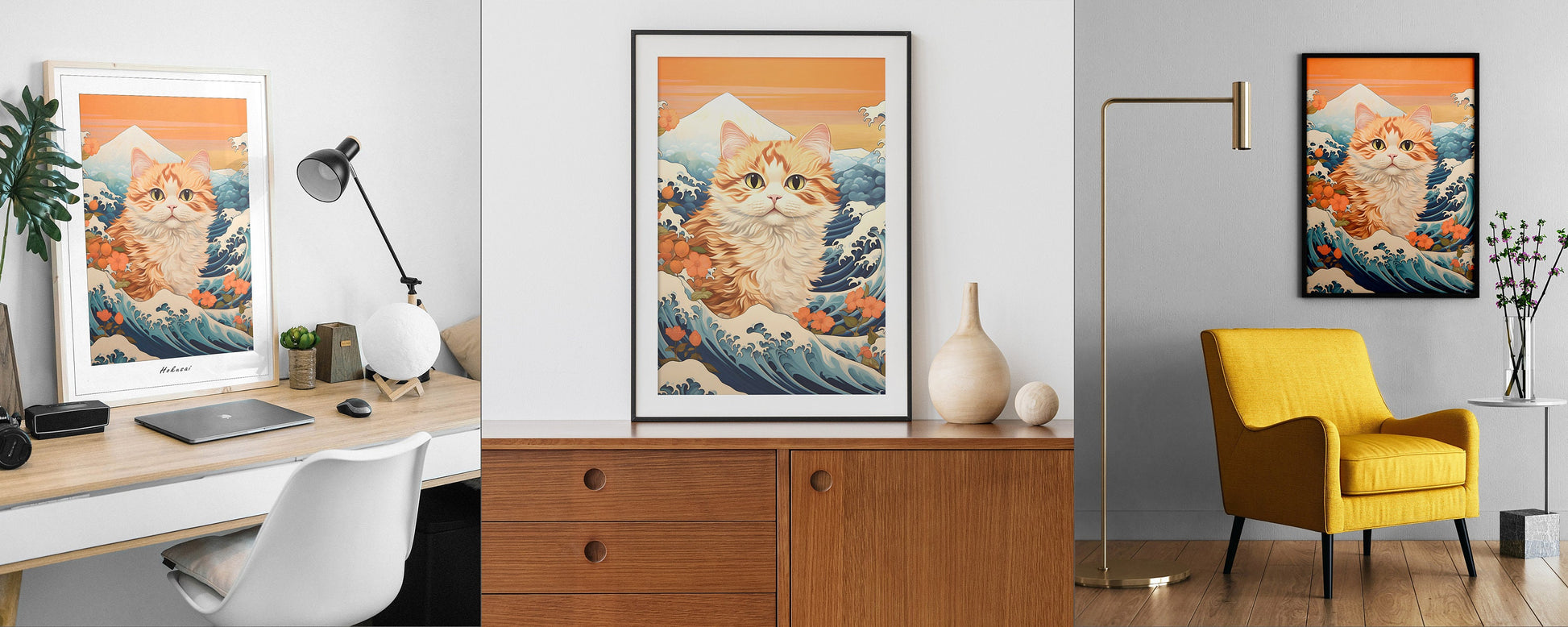 Hokusai Cat print | Japanese wall art | Hokusai canvas wall art Cat portrait