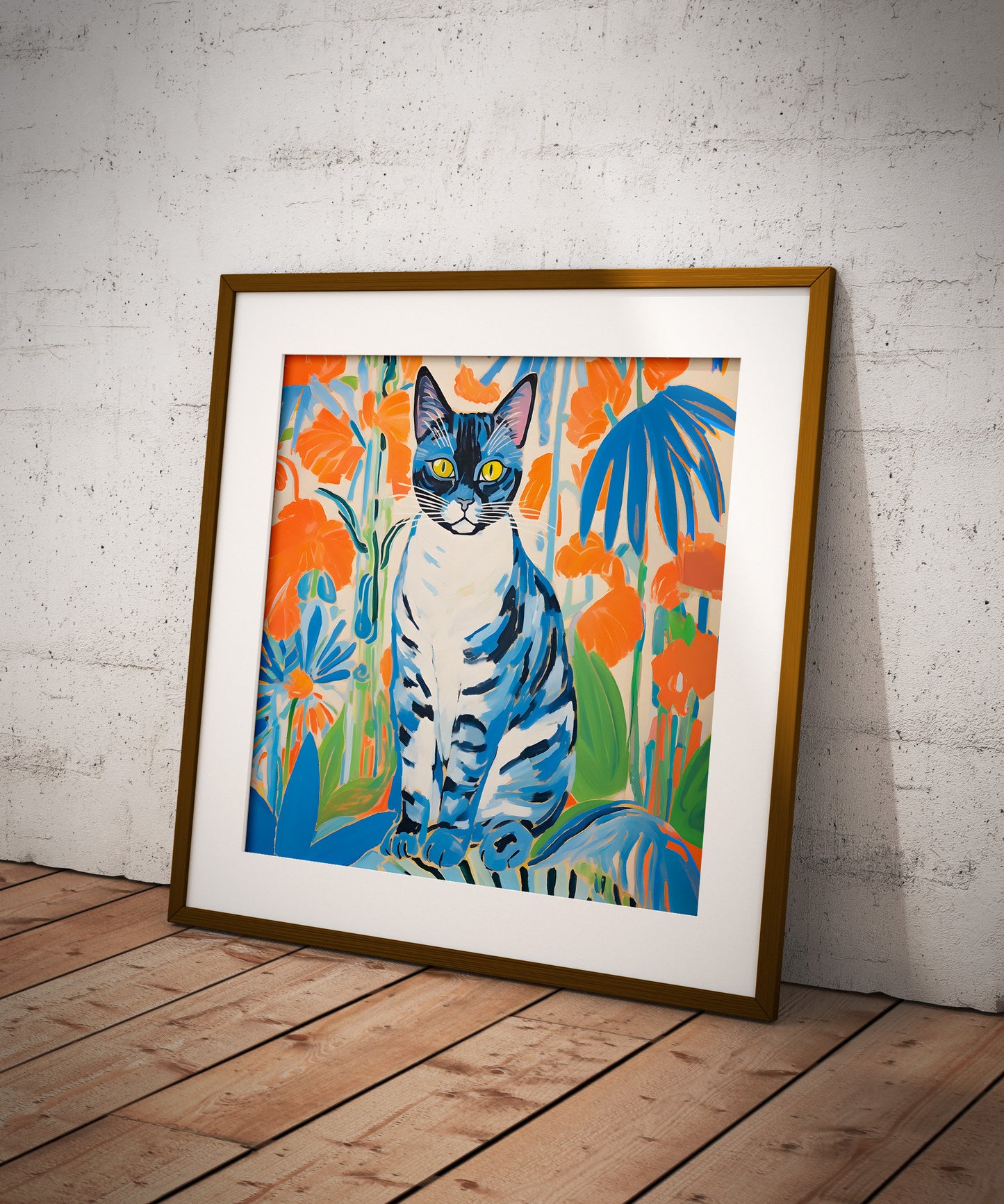 Blue Cat portrait inspired by Henry Matisse