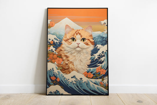 Hokusai inspired cat print.