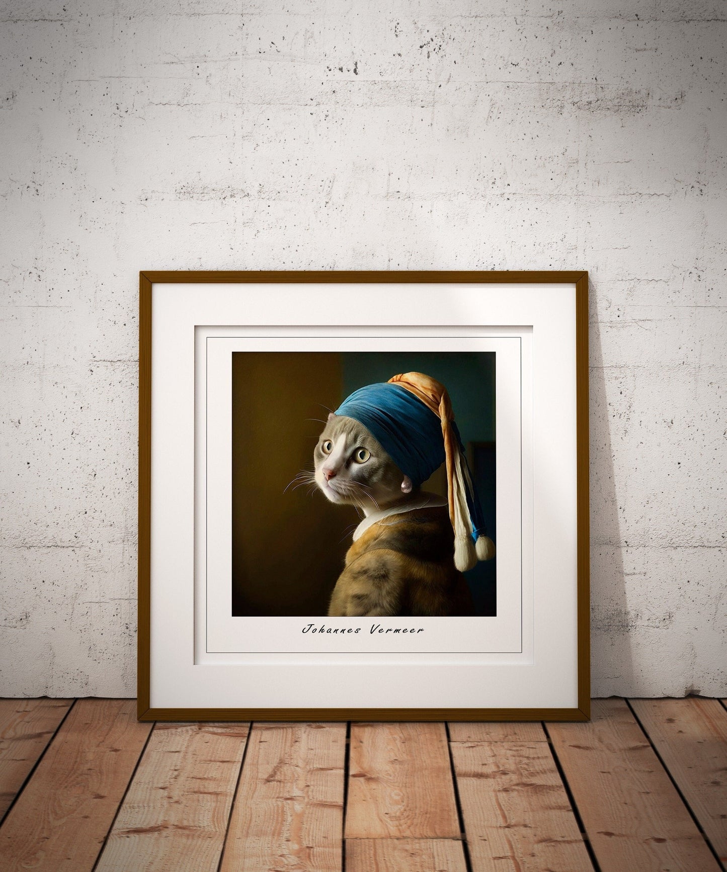 Portrait of Cat with Pearl Earring print | Different sizes available | Johannes Vermeer poster | Cat wall art