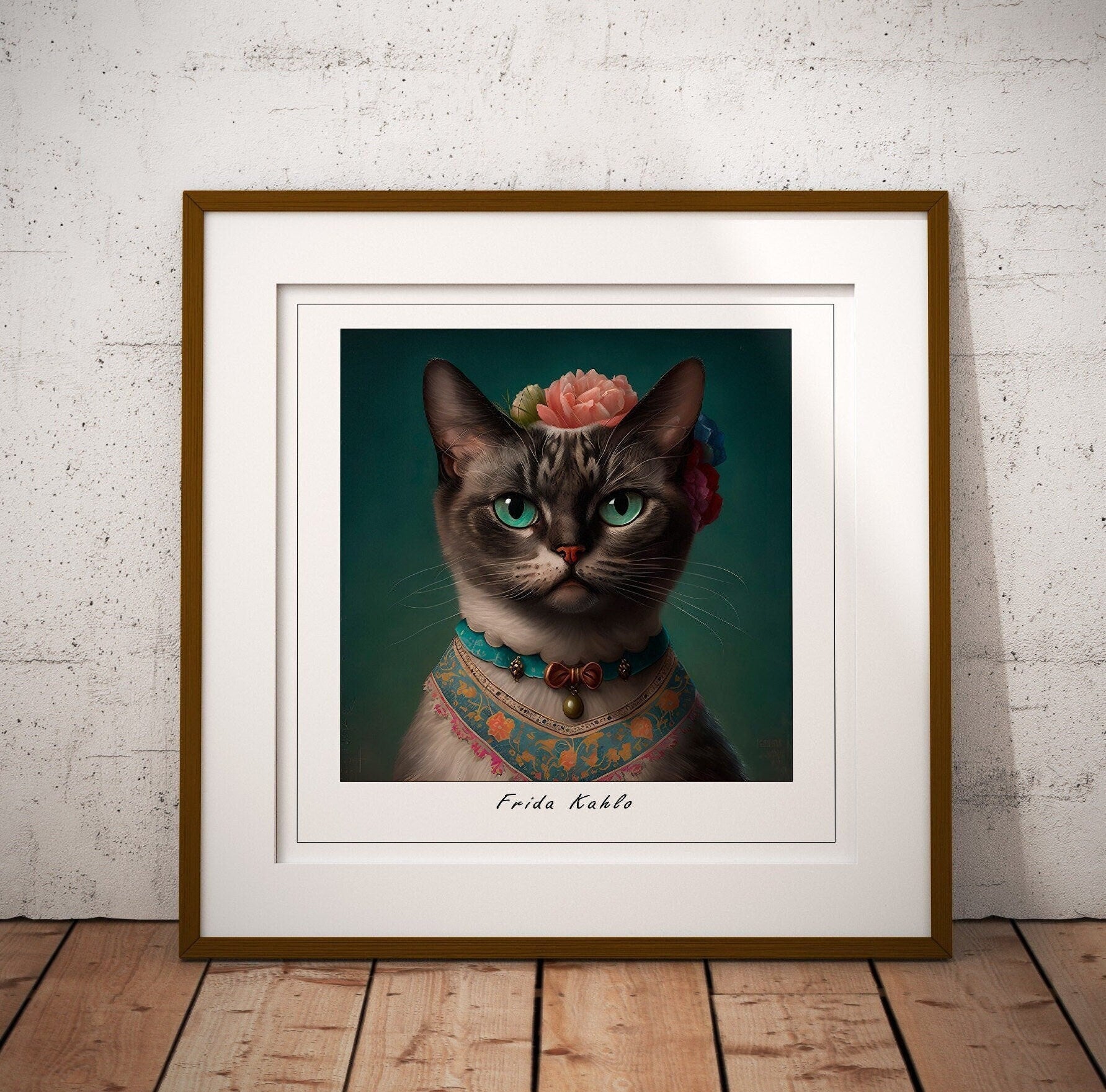 Cat portrait as Frida Kahlo.