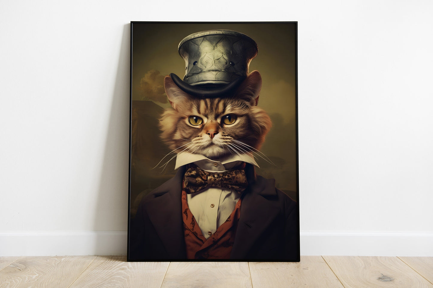 Portrait of a cat dressed as a victorian gentleman