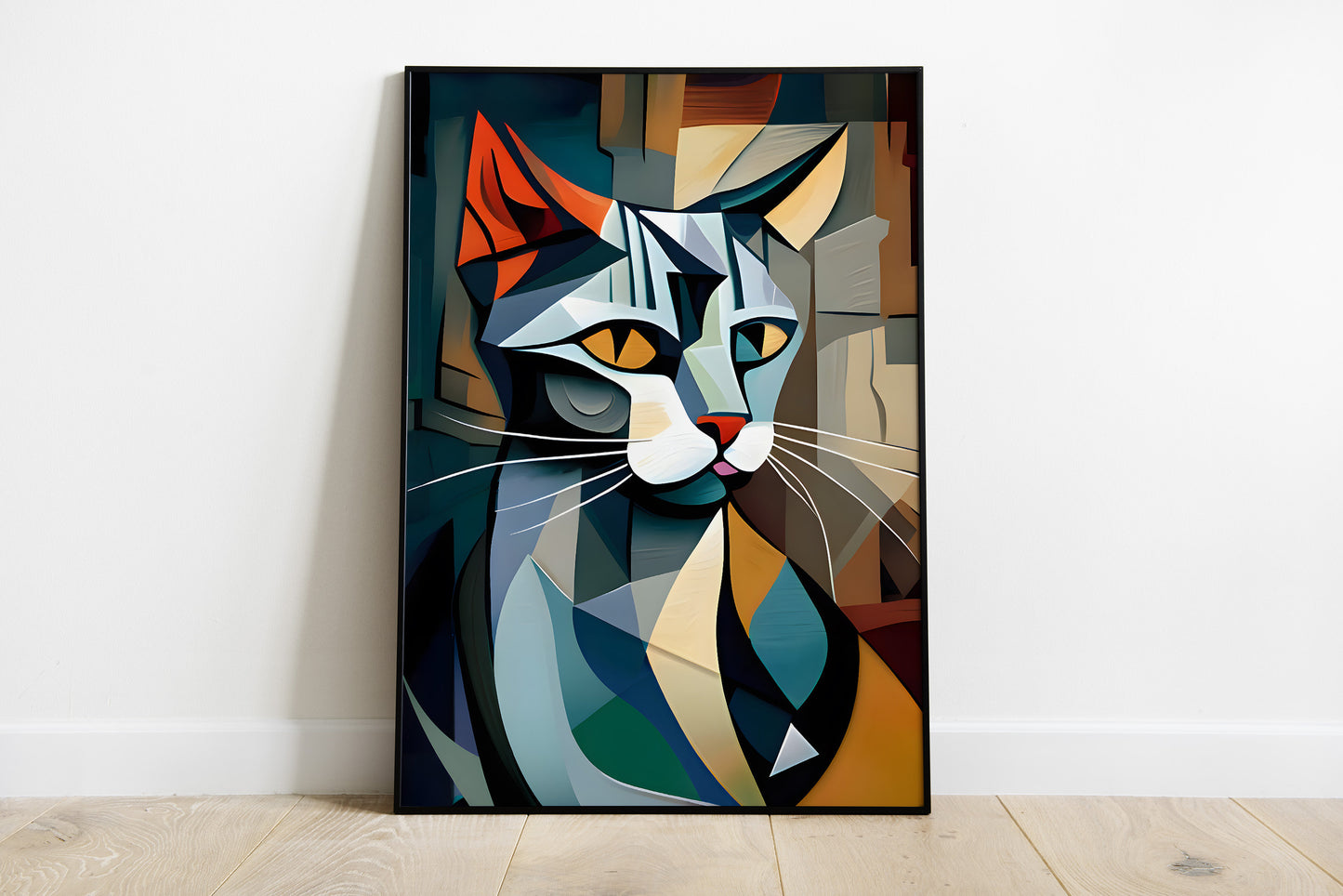 cat print inspired by Picasso.