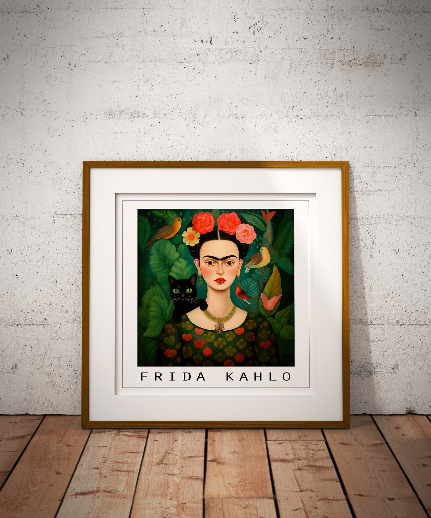 Frida Kahlo print | Different sizes | Frida wall art | Frida Kahlo portrait with cat