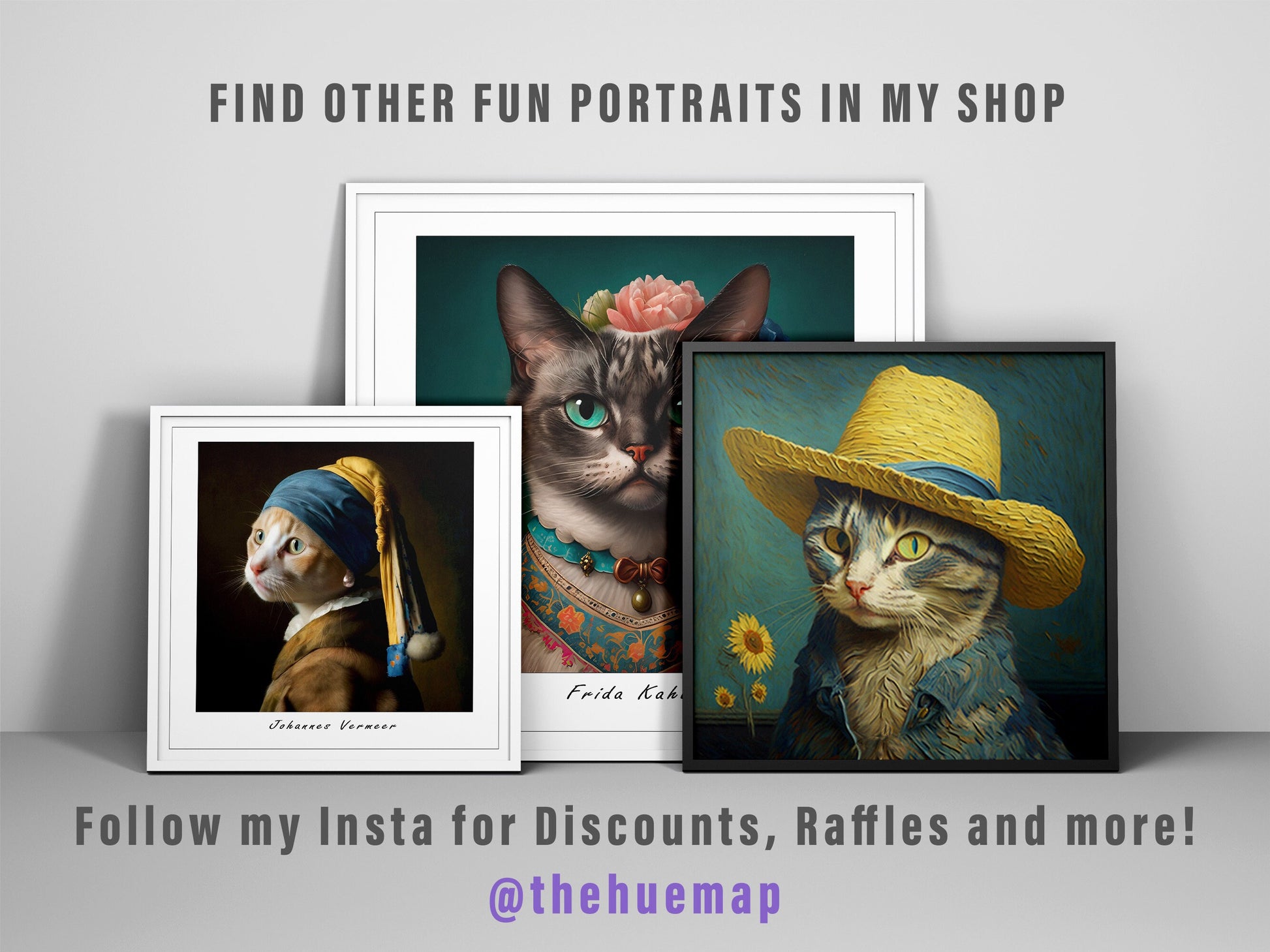 Portrait of Cat with Pearl Earring print | Different sizes available | Johannes Vermeer poster | Cat wall art