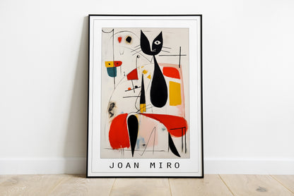 Joan Miro portrait of woman and cat.