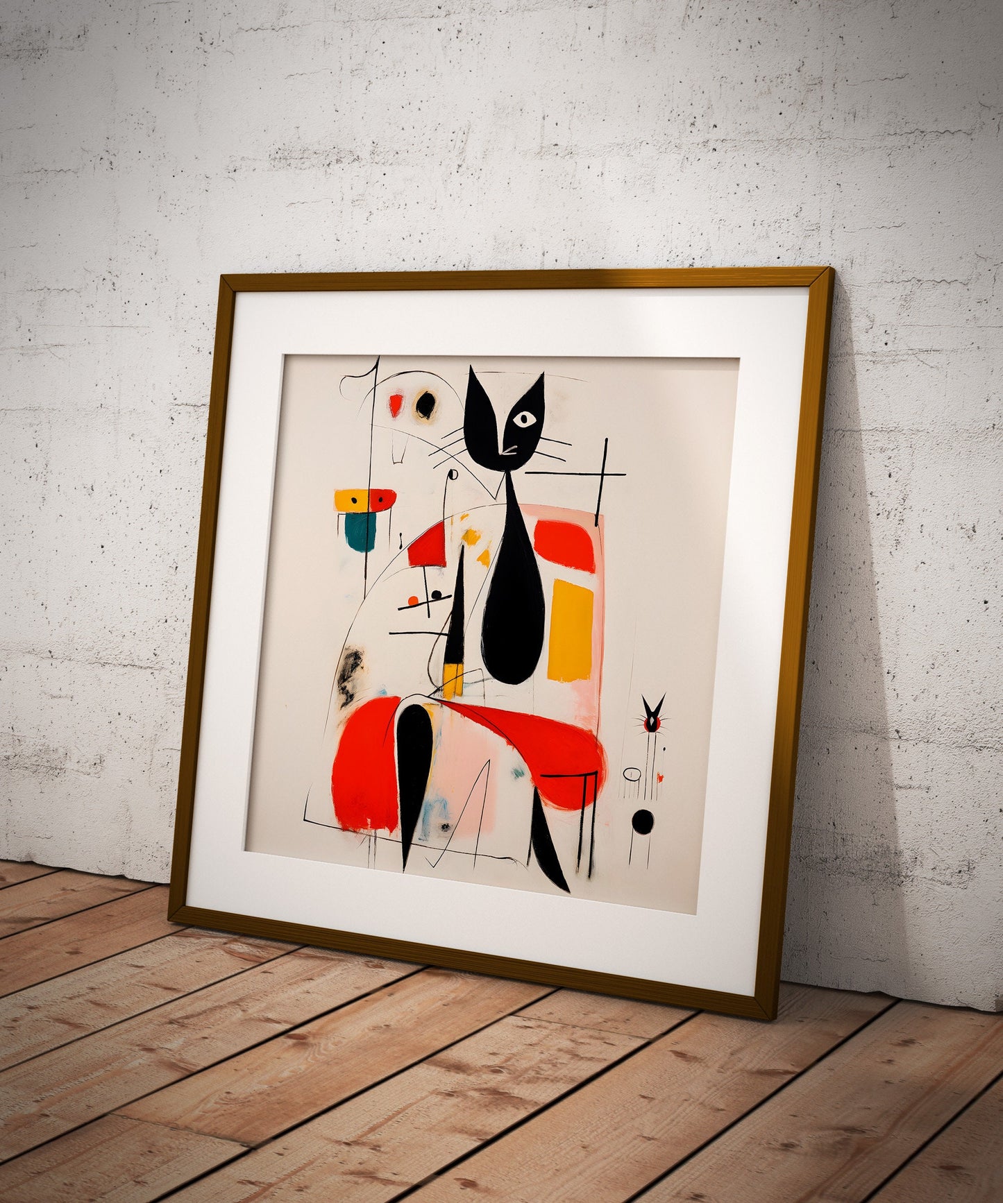 Joan Miro print | Miro wall art | Miro portrait of a woman with a cat | Miro canvas wall art