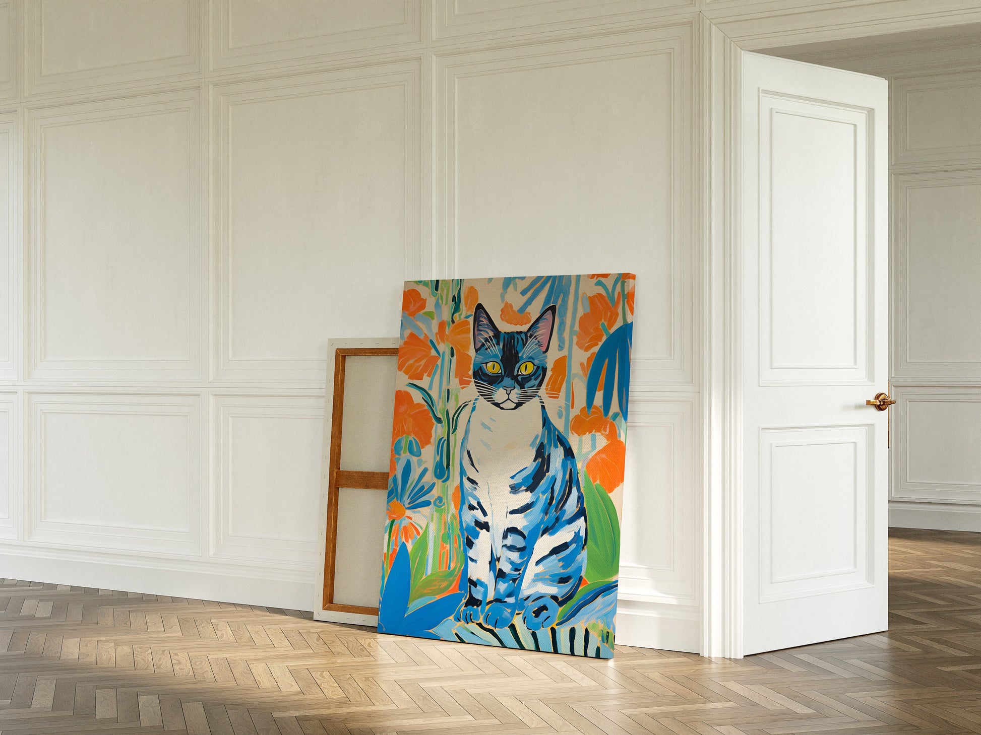 Matisse cat portrait print on canvas.