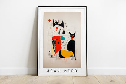 Joan Miro print | Miro wall art | Miro portrait of a cat and woman | Miro canvas wall art