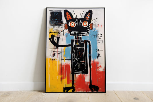 Basquiat Cat portrait | Different sizes | Jean-Michel Basquiat wall art | Cat print | Basquiat canvas