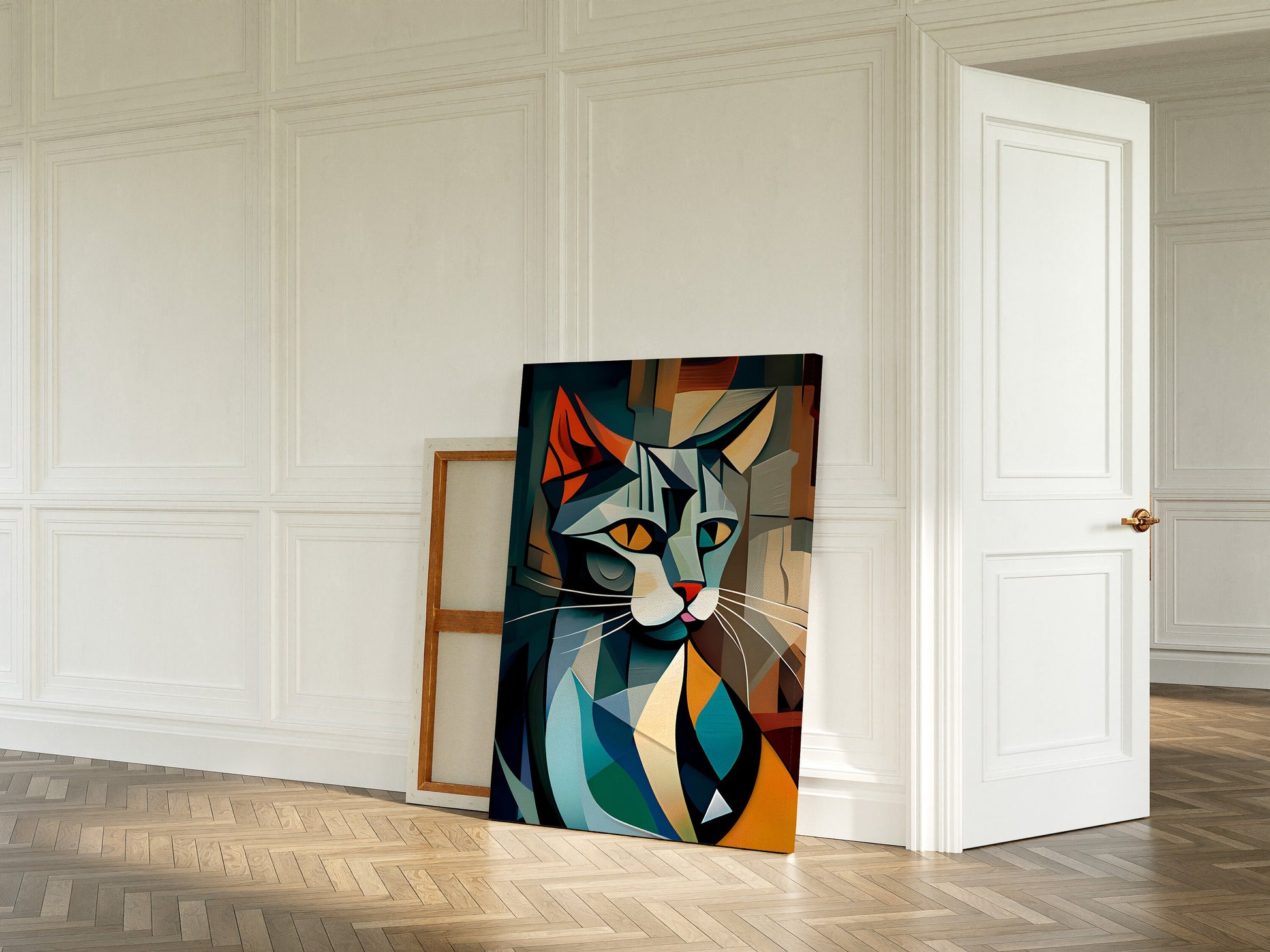 Cat print on canvas inspired by Picasso.