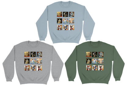 Art and cats colour sweatshirts.